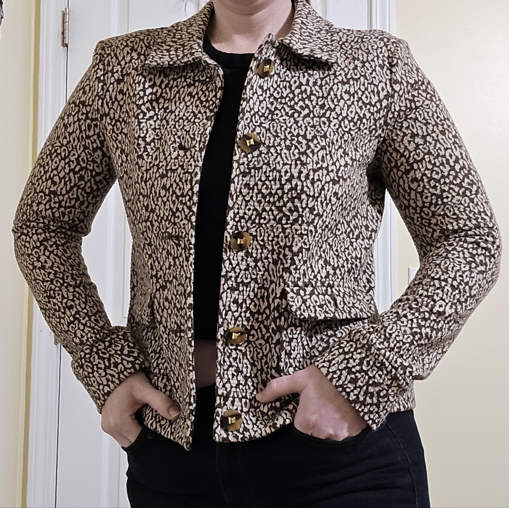 Vintage Charter Club Animal Print Women's Jacket Blazer Medium